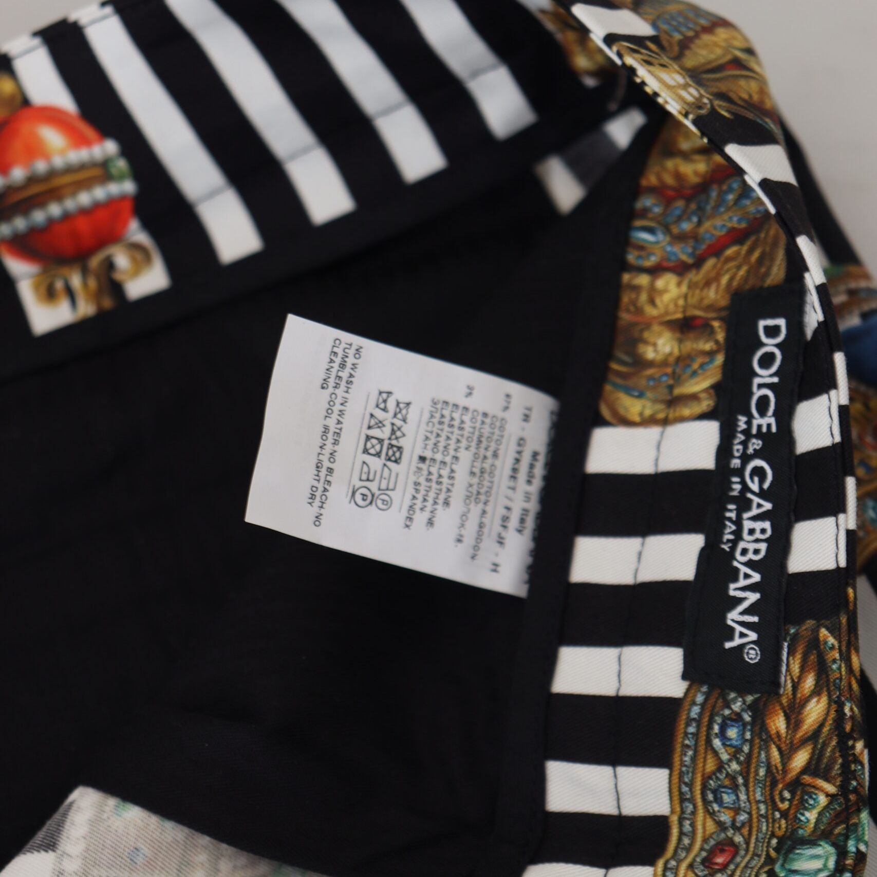 Dolce & Gabbana White Cotton Stretch Crown Trouser Pants