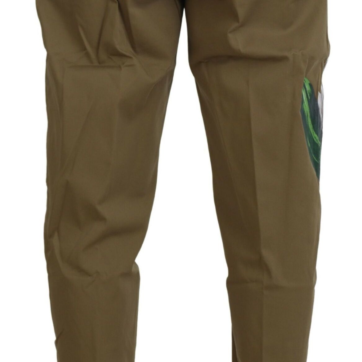 Dolce & Gabbana Beige Cotton Stretch Floral Chinos Pants