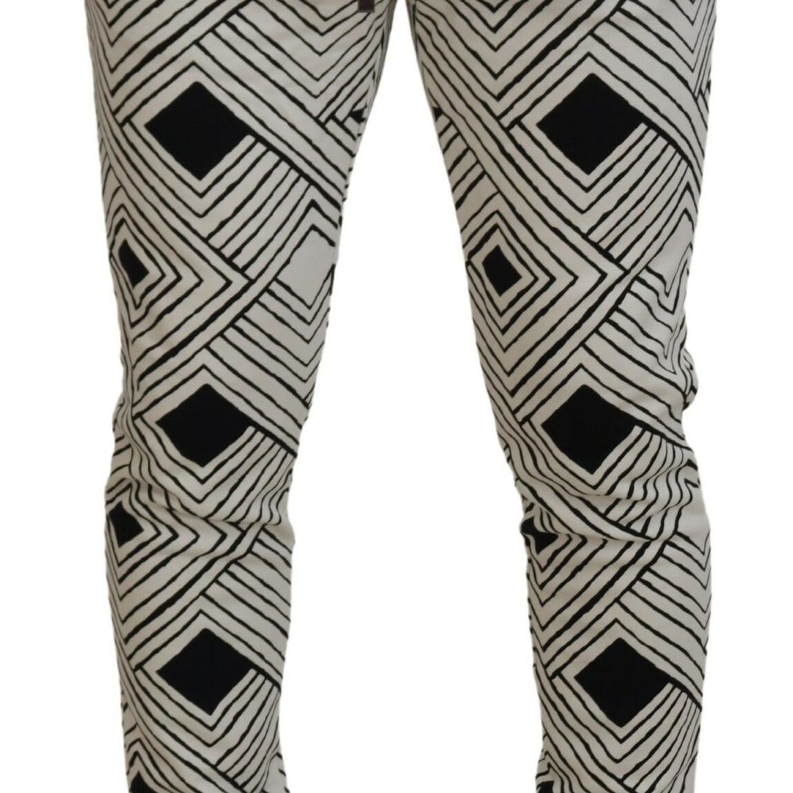 Dolce & Gabbana Black White Cotton Trousers Sport Pants
