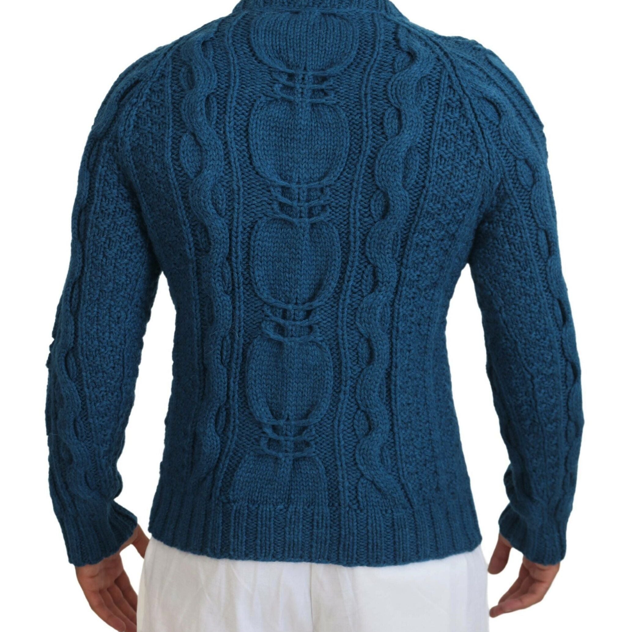 Dolce & Gabbana Blue Knitted Wool Alpaca Pullover Sweater