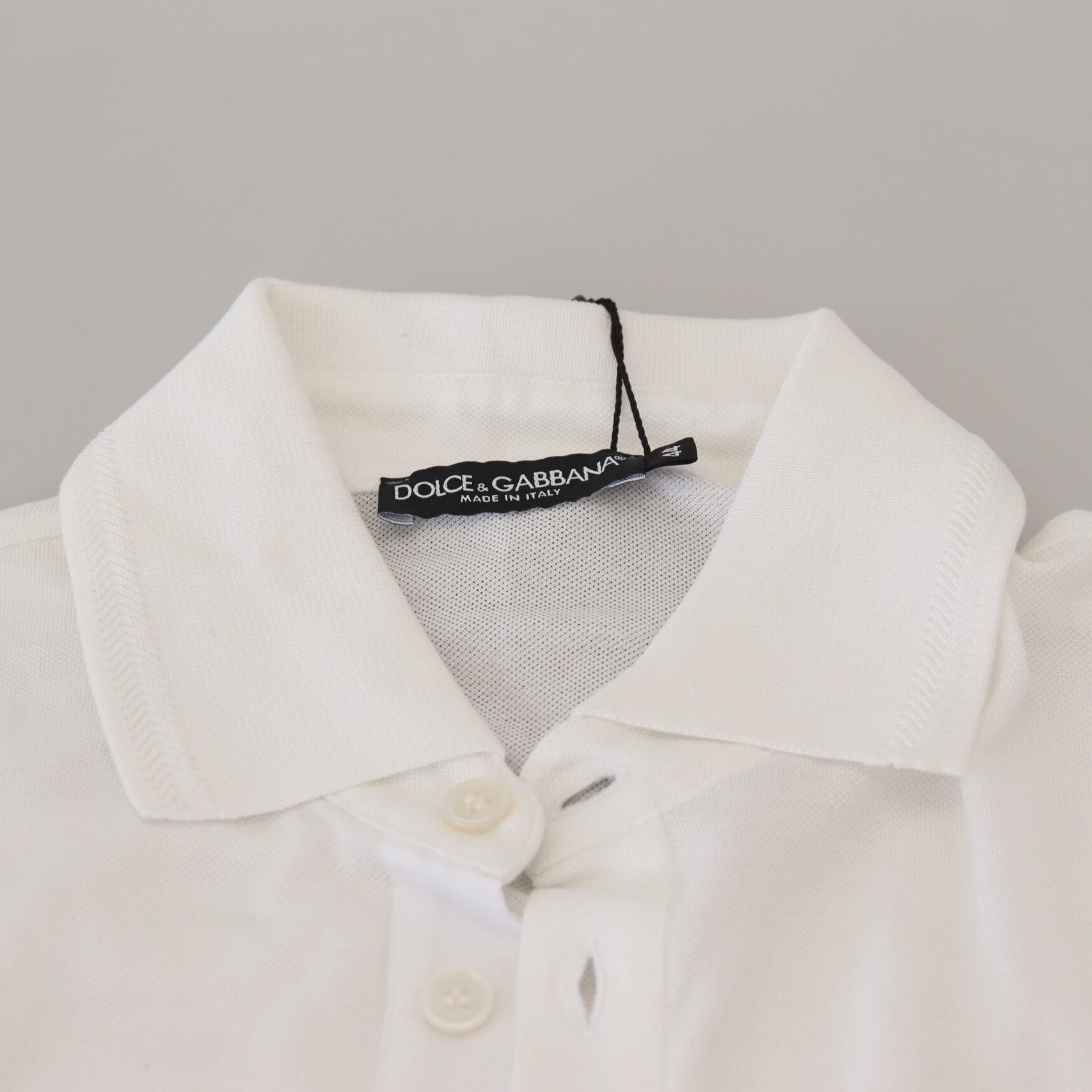 Dolce & Gabbana White Cotton Logo Short Sleeve Polo T-shirt