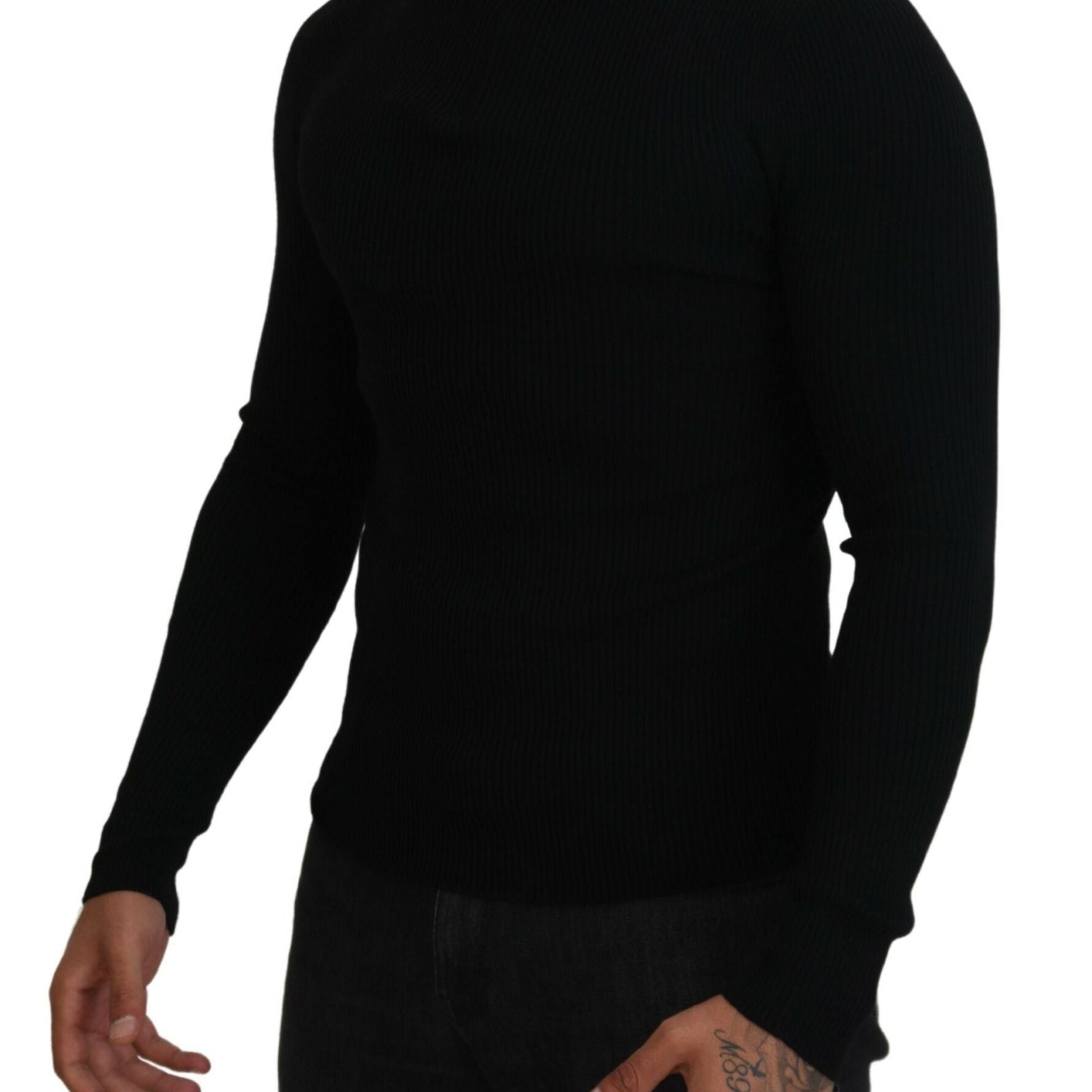 Dolce & Gabbana Black Half Zip Turtleneck Pullover Sweater