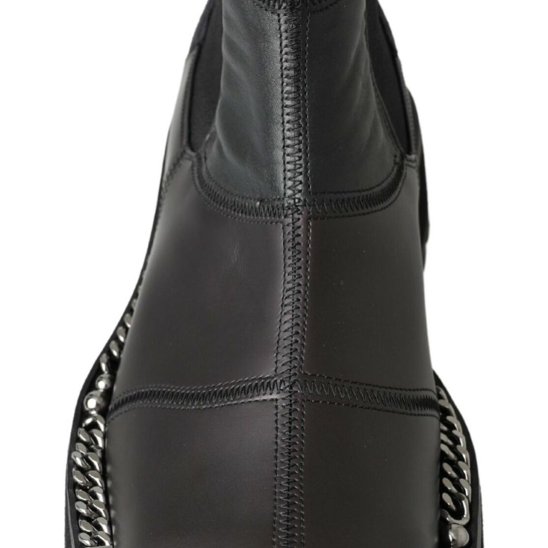 Dolce & Gabbana Black Leather Slip on Stretch Boots