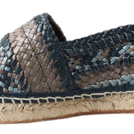 Dolce & Gabbana Blue Gray Leather Buffalo Espadrille Shoes