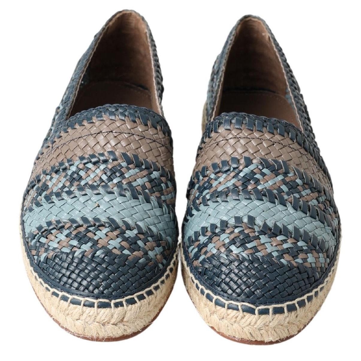 Dolce & Gabbana Blue Gray Leather Buffalo Espadrille Shoes