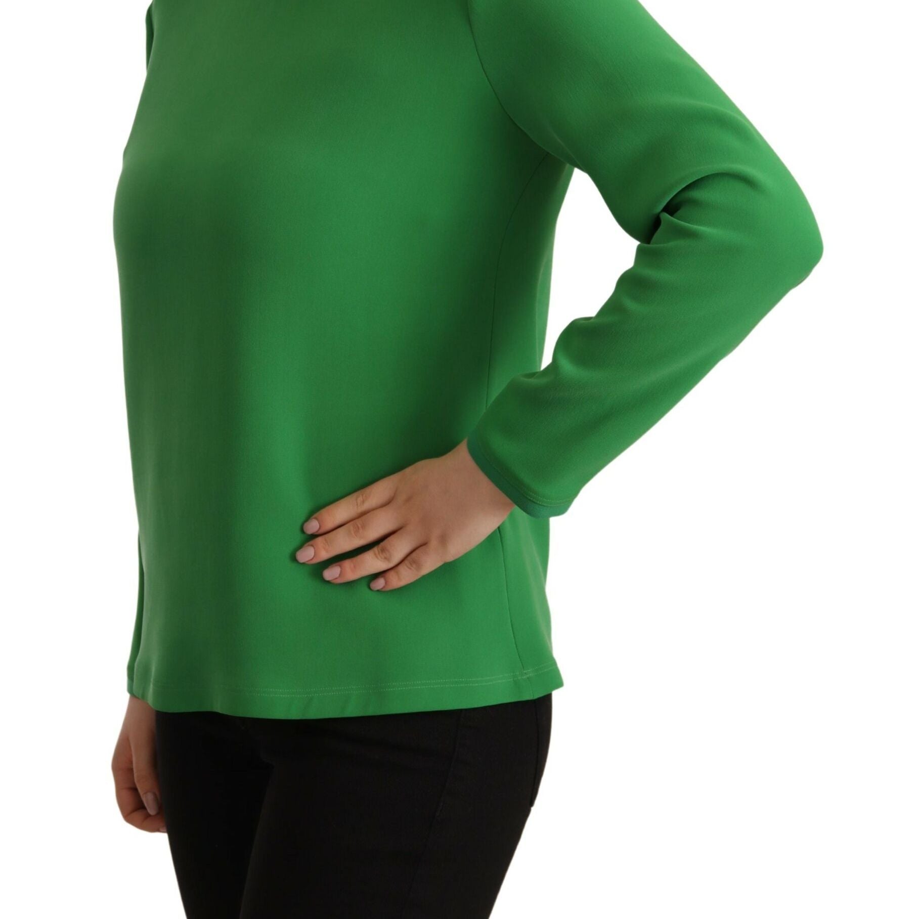 Armani Green Silk Long Sleeves Round Neck Sweater