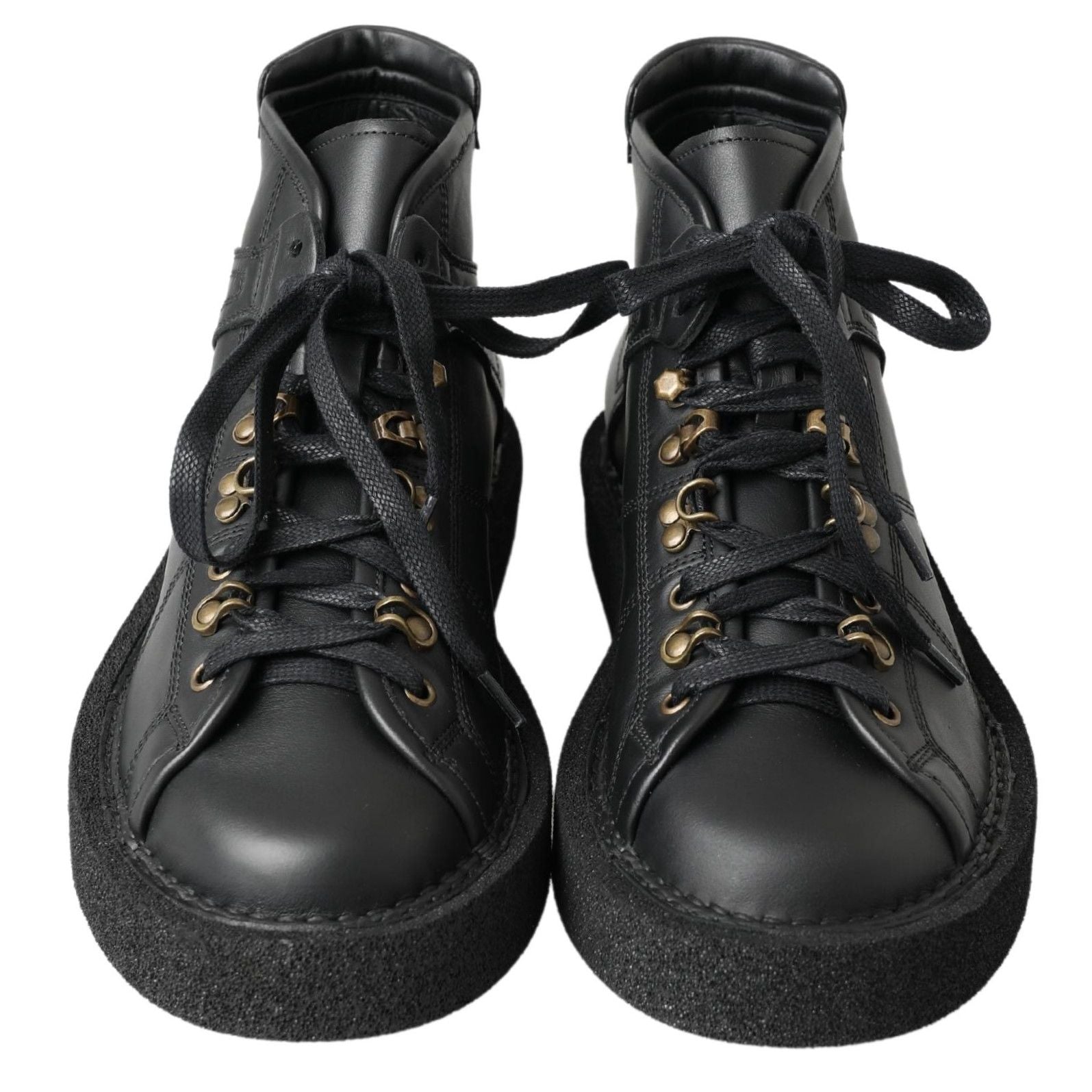 Dolce & Gabbana Black Leather Slip on Stretch Boots