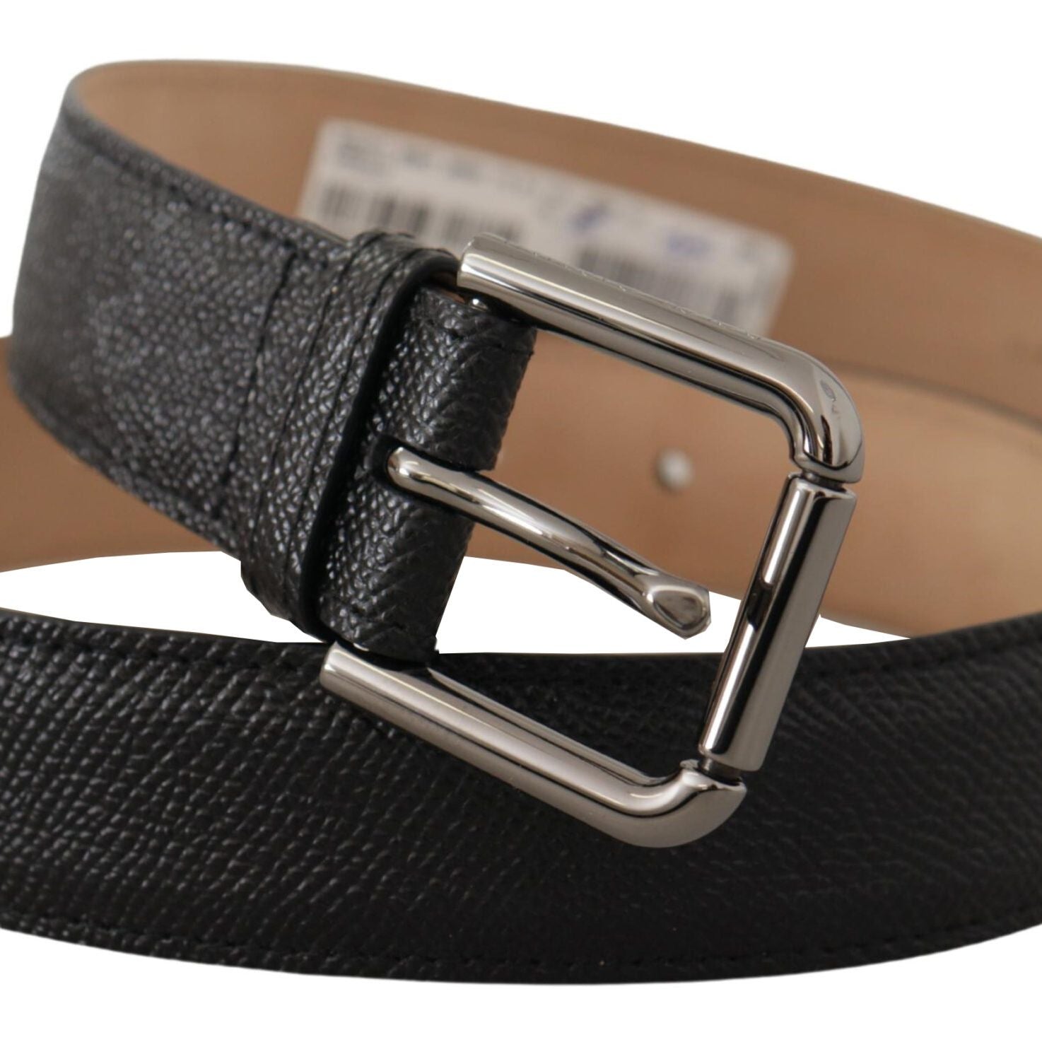 Dolce & Gabbana Black Calf Leather Brown Backend Belt