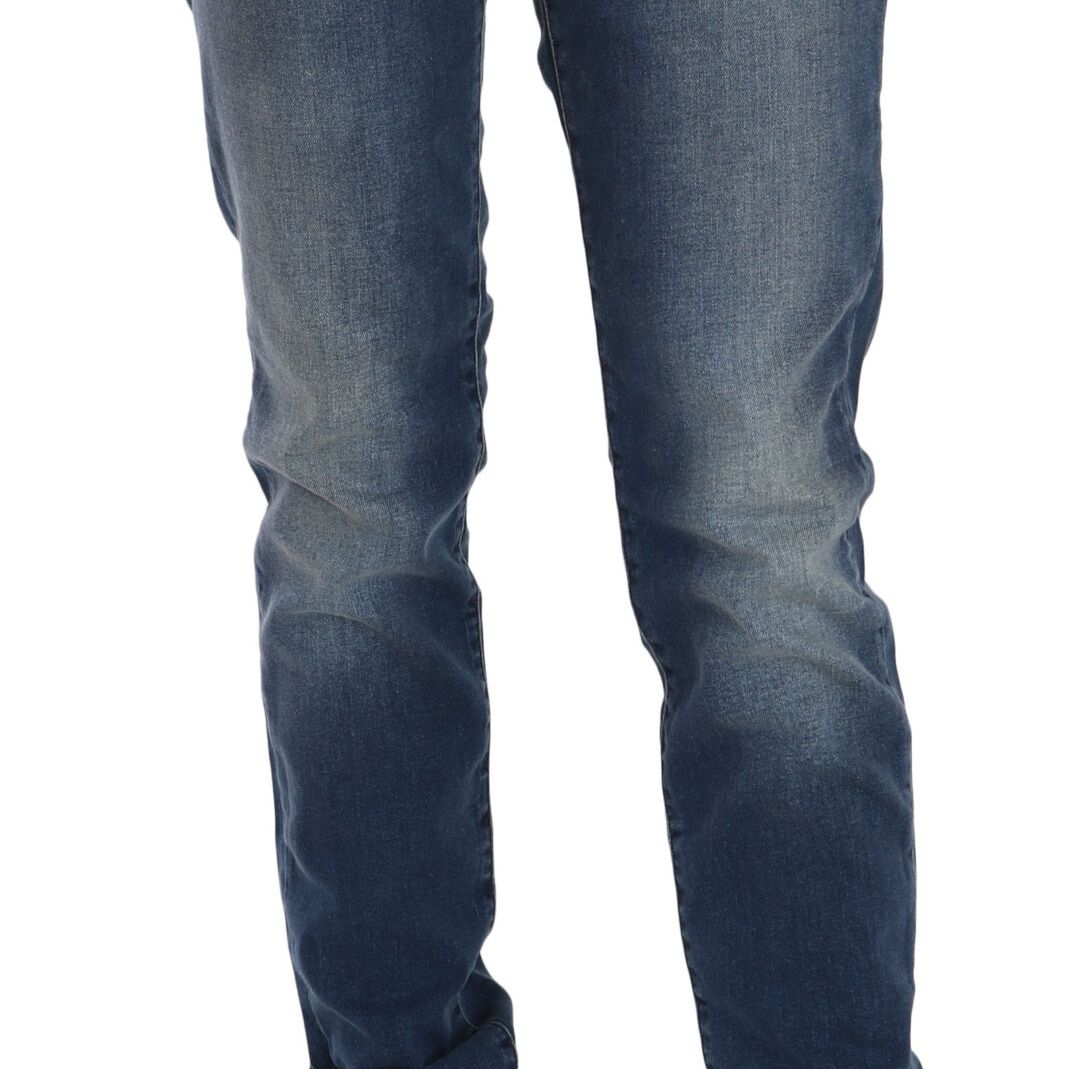 Fiorucci Blue Washed Mid Waist Slim Fit Denim Jeans
