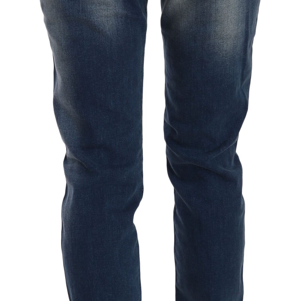 Fiorucci Blue Washed Mid Waist Slim Fit Denim Jeans