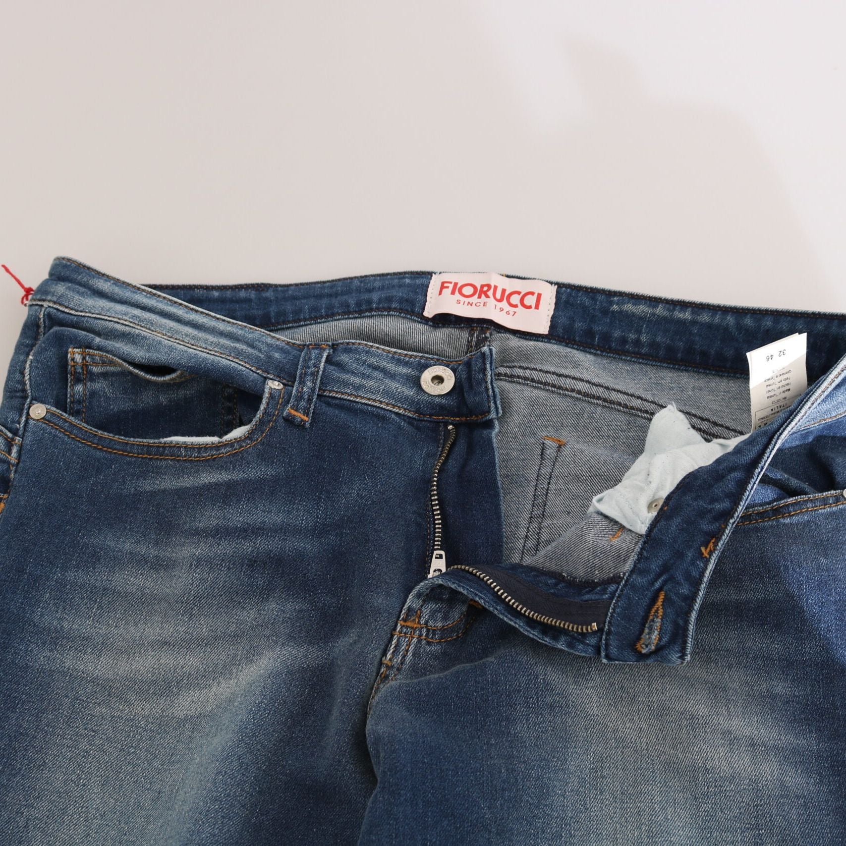 Fiorucci Blue Washed Mid Waist Slim Fit Denim Jeans