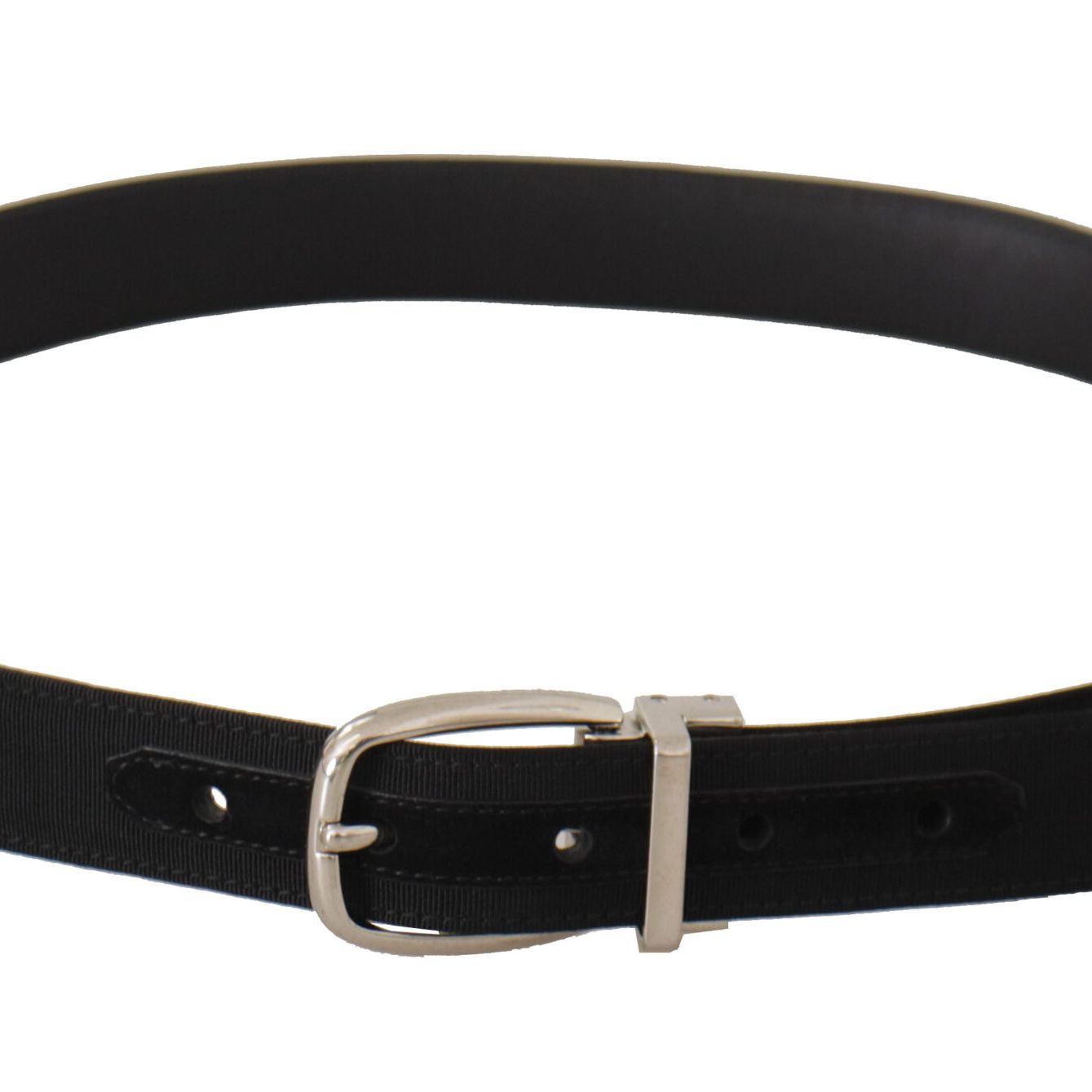 Dolce & Gabbana Belt Black Calf Leather Silver Tone Metal Buckle