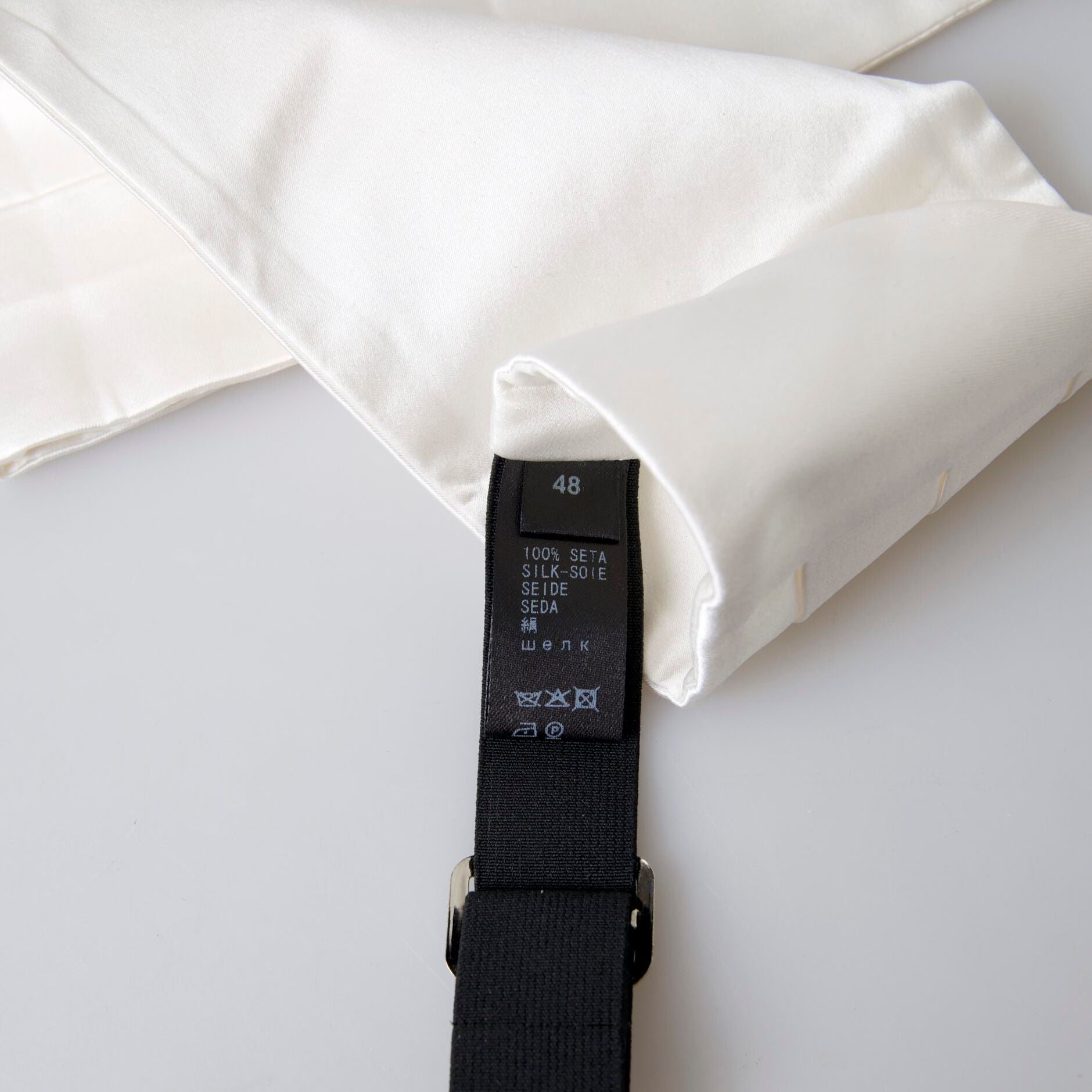 Dolce & Gabbana White Men Wide Waist Silk Belt Cummerbund
