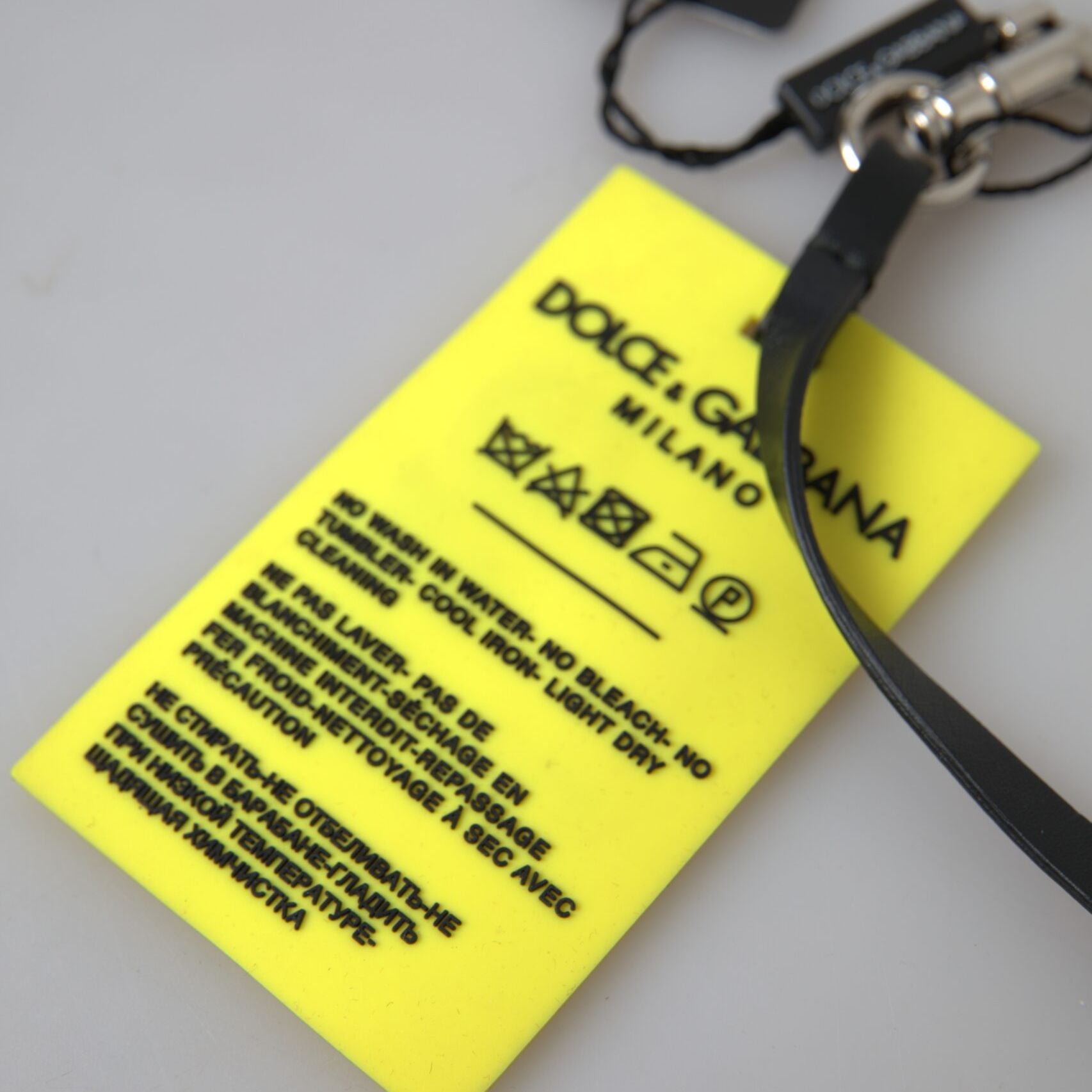 Dolce & Gabbana Yellow Silicone DG Logo Silver Brass Keyring Keychain