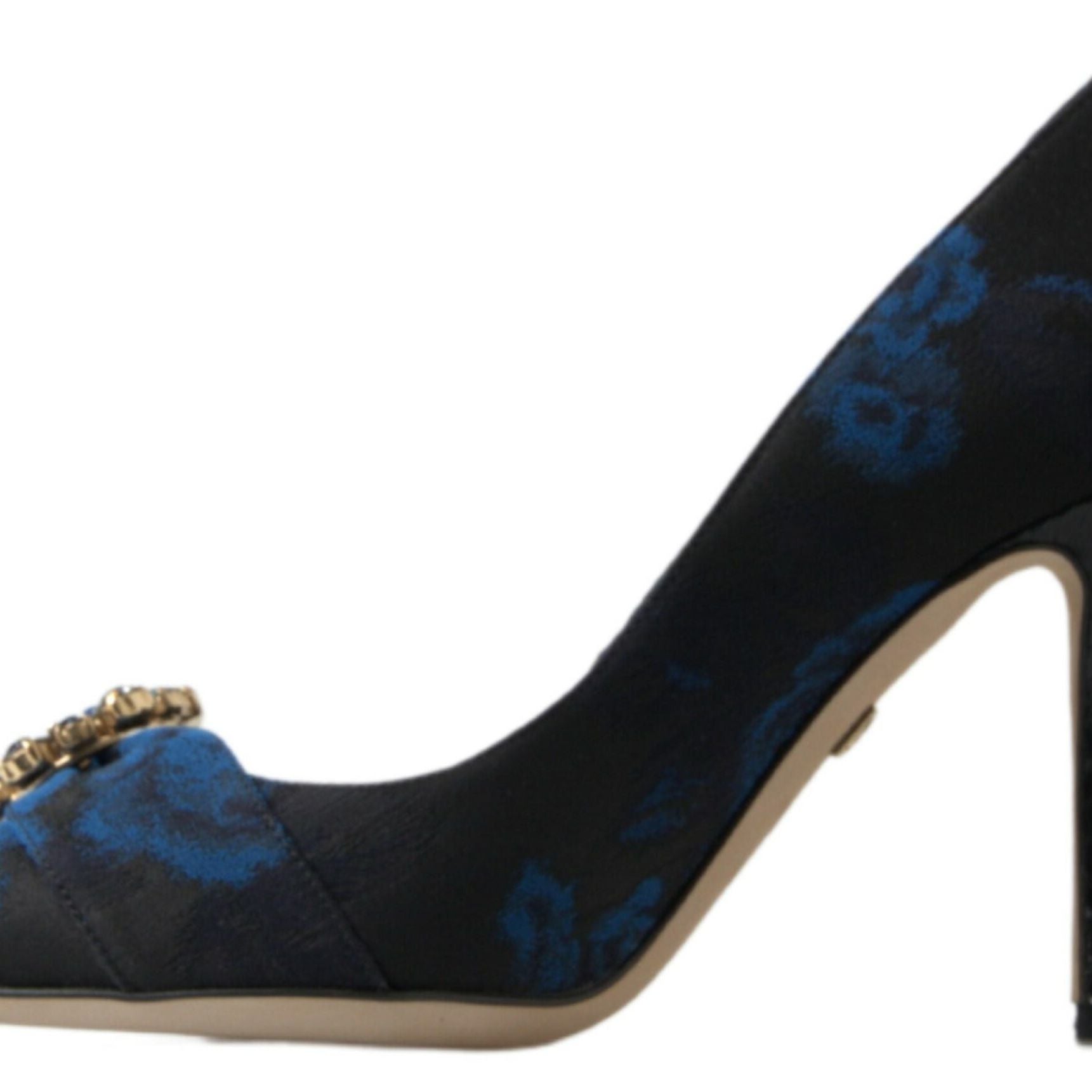 Dolce & Gabbana Blue Floral Ayers Crystal Pumps Shoes
