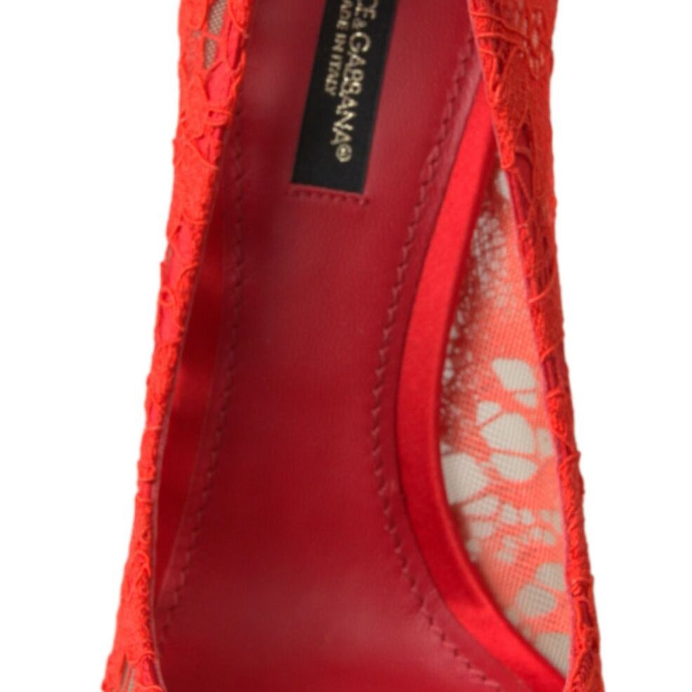Dolce & Gabbana Red Taormina Lace Crystal Heels Pumps Shoes