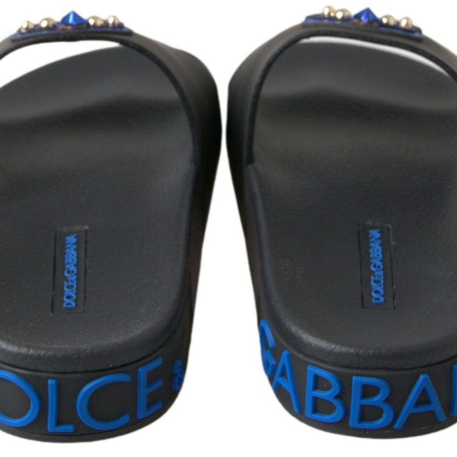 Dolce & Gabbana Black Slides Sandals Beach Saint Barth Shoes
