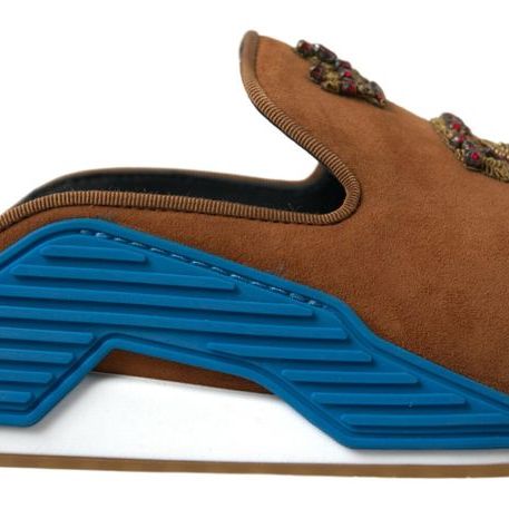 Dolce & Gabbana Brown Suede Crown Logo NS1 Slides Sandals