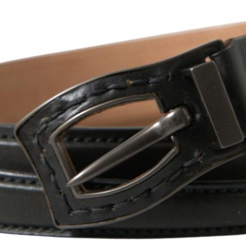 Ermanno Scervino Black Leather Metal Buckle Cintura Belt