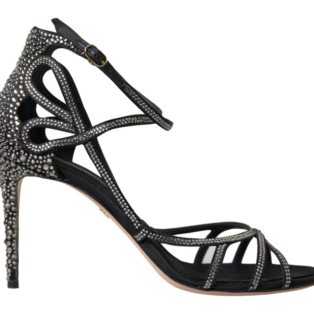 Dolce & Gabbana Rhinestone Stiletto Sandal Satin Shoes
