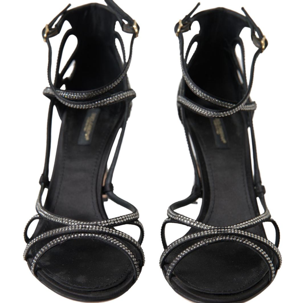 Dolce & Gabbana Rhinestone Stiletto Sandal Satin Shoes