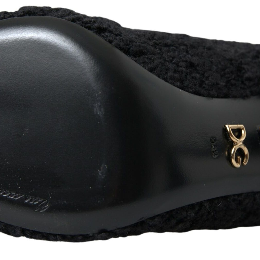 Dolce & Gabbana Black Stiletto Heels Mid Calf Boots