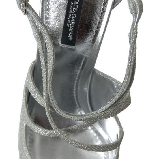 Dolce & Gabbana Silver Shimmers Sandals Heel Pumps Shoes