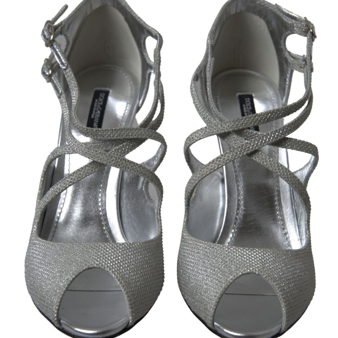 Dolce & Gabbana Silver Shimmers Sandals Heel Pumps Shoes