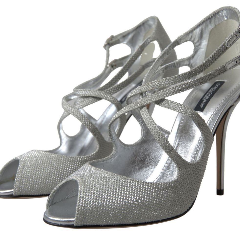 Dolce & Gabbana Silver Shimmers Sandals Heel Pumps Shoes