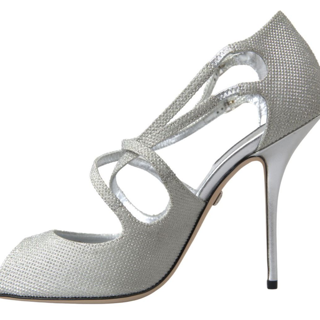 Dolce & Gabbana Silver Shimmers Sandals Heel Pumps Shoes