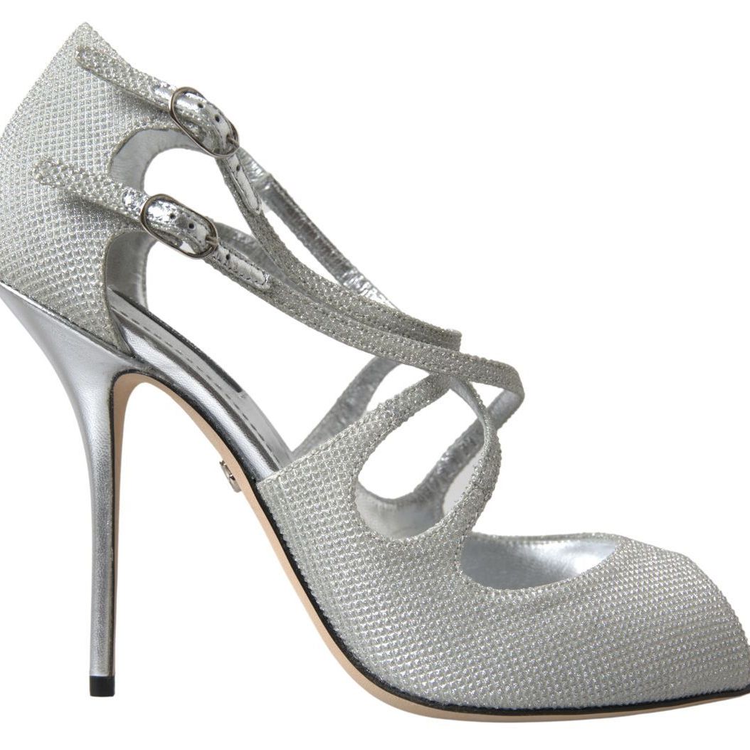 Dolce & Gabbana Silver Shimmers Sandals Heel Pumps Shoes
