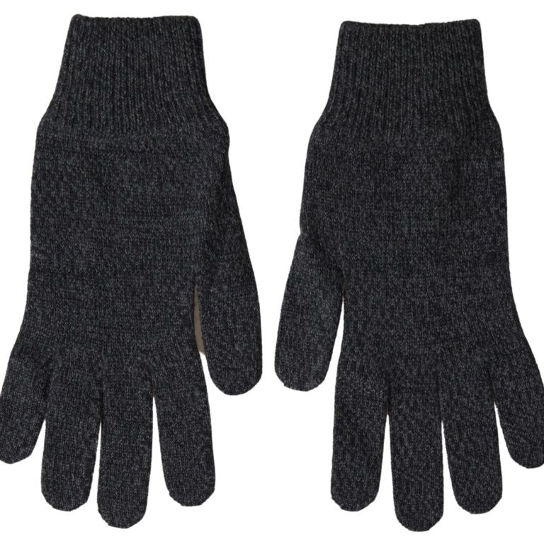Dolce & Gabbana Gray Virgin Wool Knit Hands Mitten Men Gloves