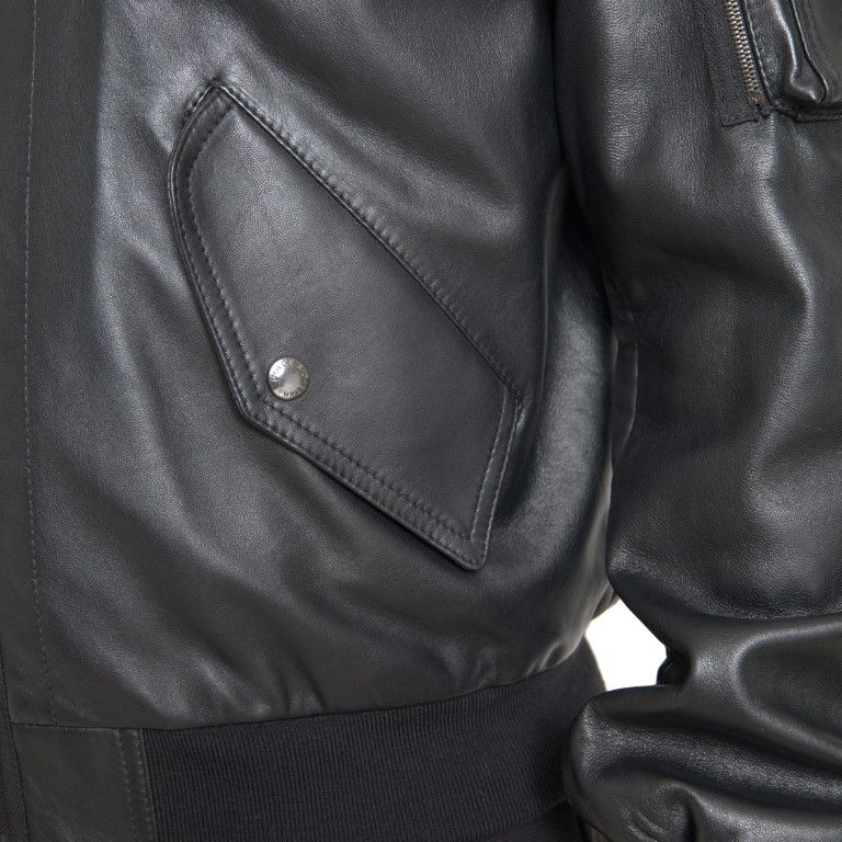 Dolce & Gabbana Black Leather Blouson Full Zip Bomber Jacket