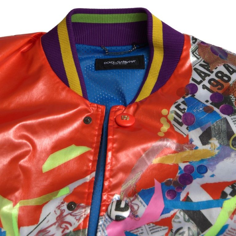 Dolce & Gabbana Orange Polyester Button Blouson Jacket