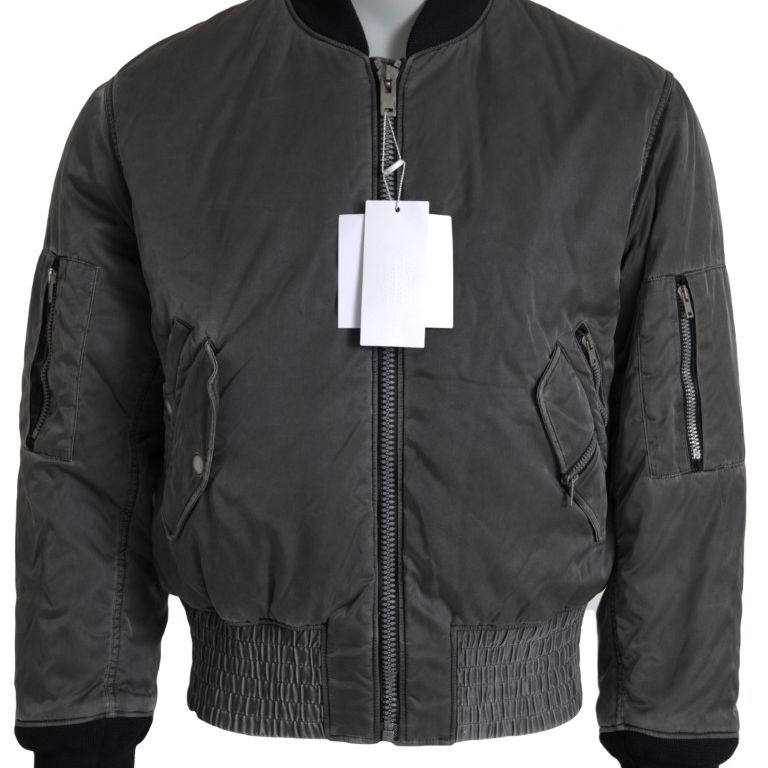 MM6 Maison Margiela Gray Bomber Zipper Pocket Sleeves Jacket
