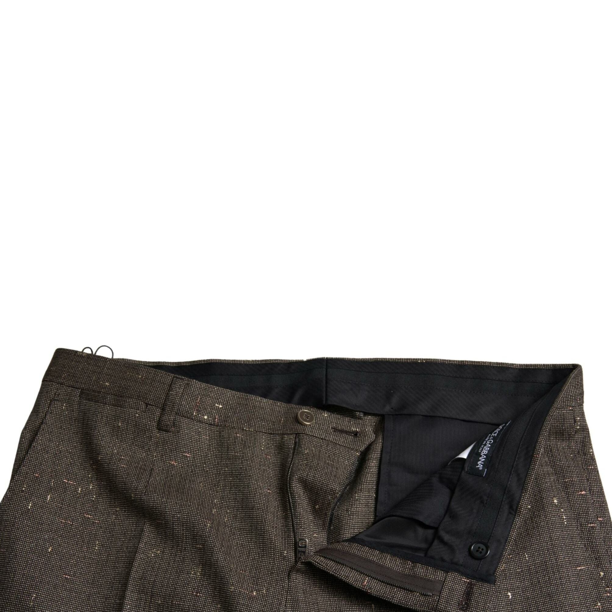 Dolce & Gabbana Brown Wool Dress Skinny Men Trouser Pants