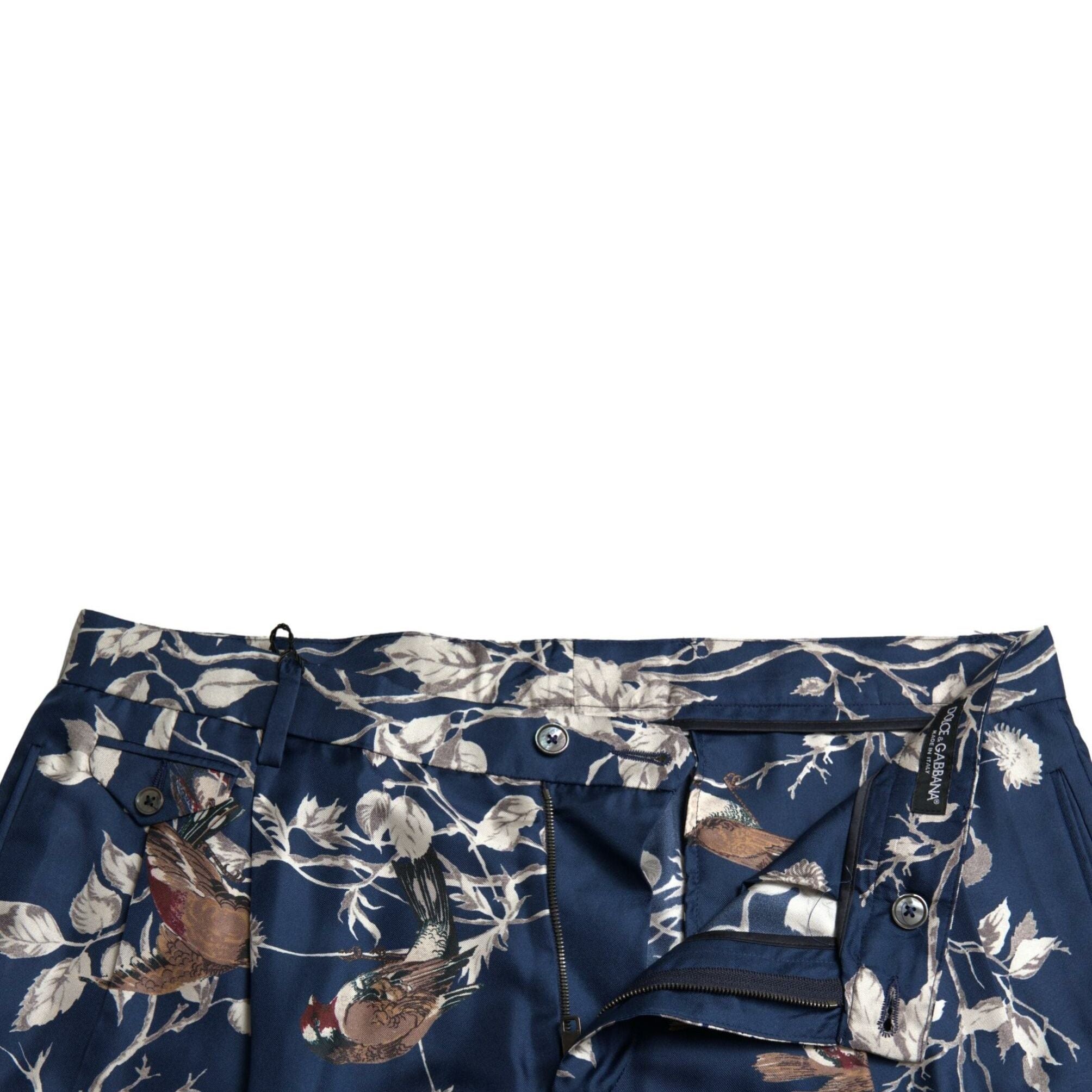 Dolce & Gabbana Blue Floral Print Silk Men Bermuda Shorts