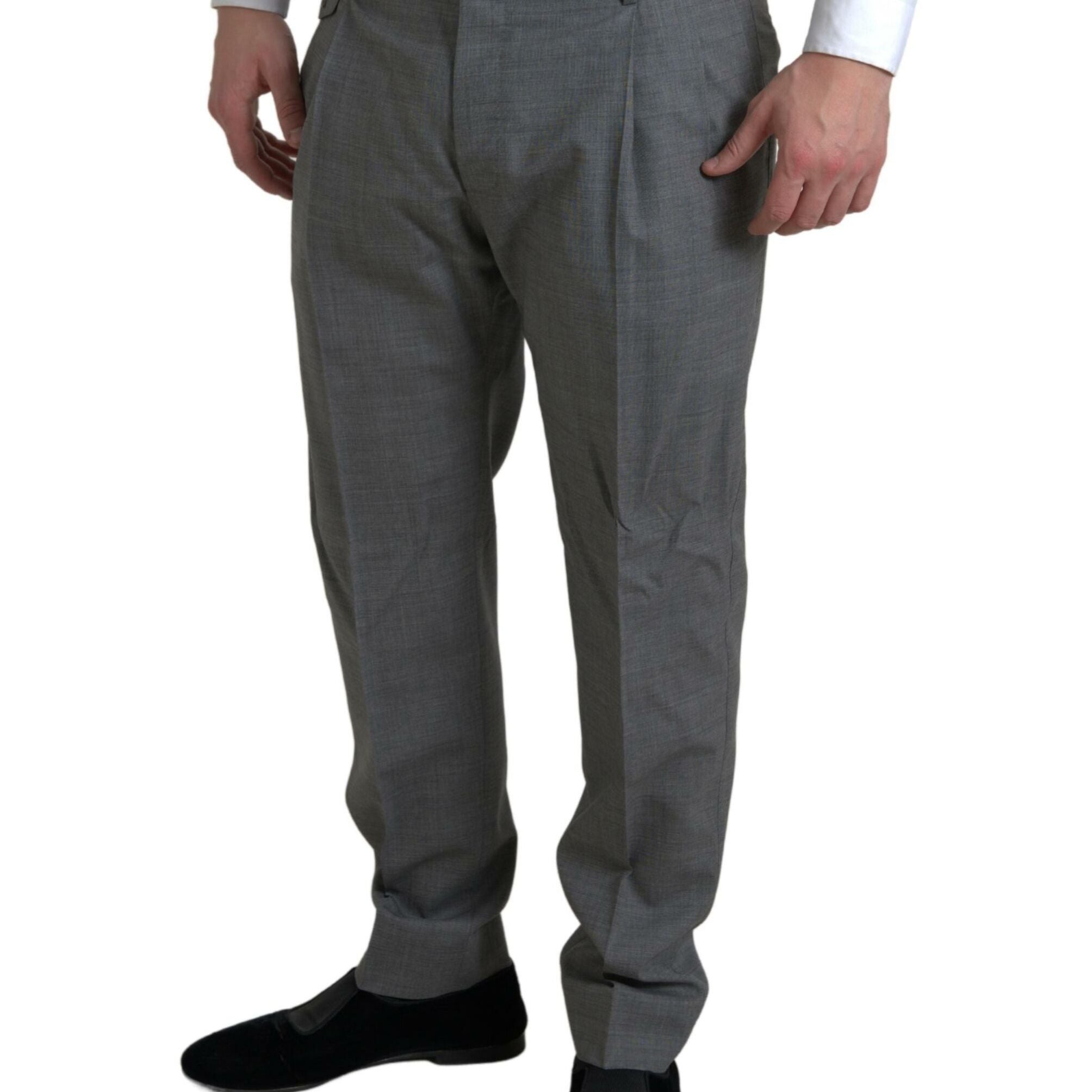 Dolce & Gabbana Gray Wool Chino Skinny Men Dress Trouser Pants
