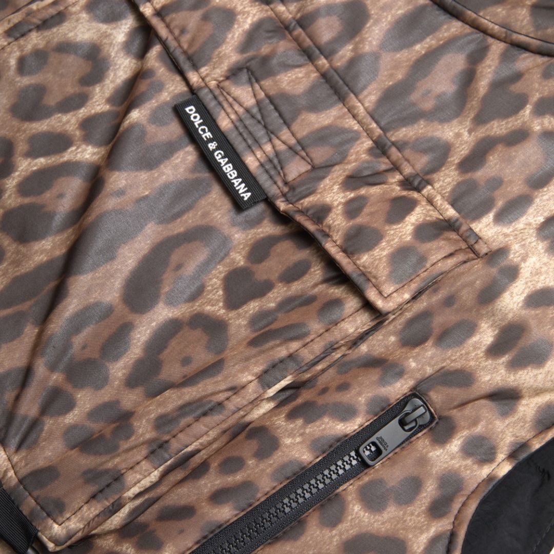 Dolce & Gabbana Brown Leopard Silk Sleeveless Sportswear