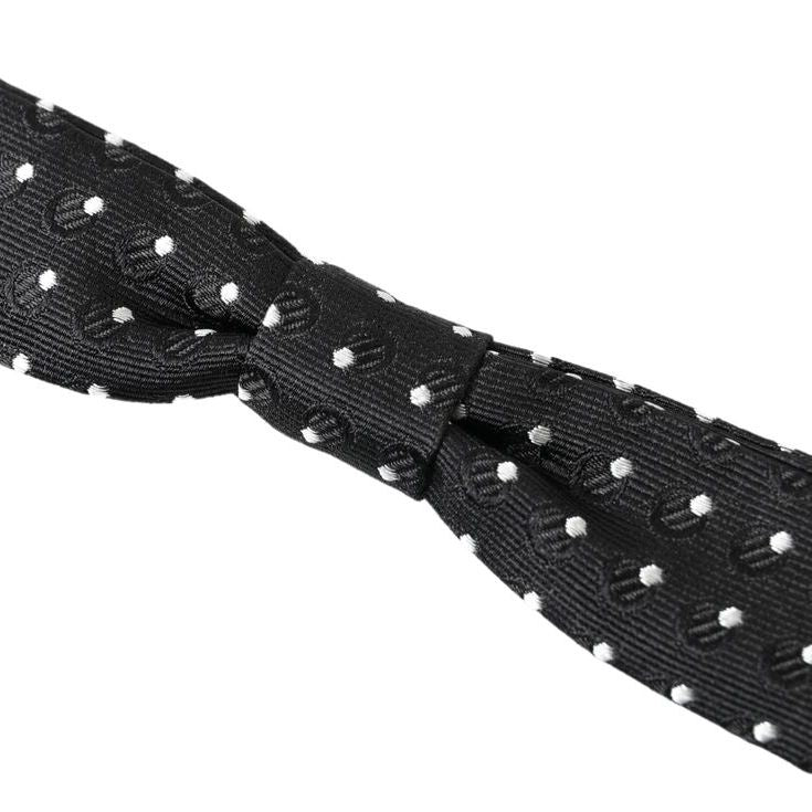 Dolce & Gabbana Black Polka Dot Silk Adjustable Men Neck Papillon Bow Tie
