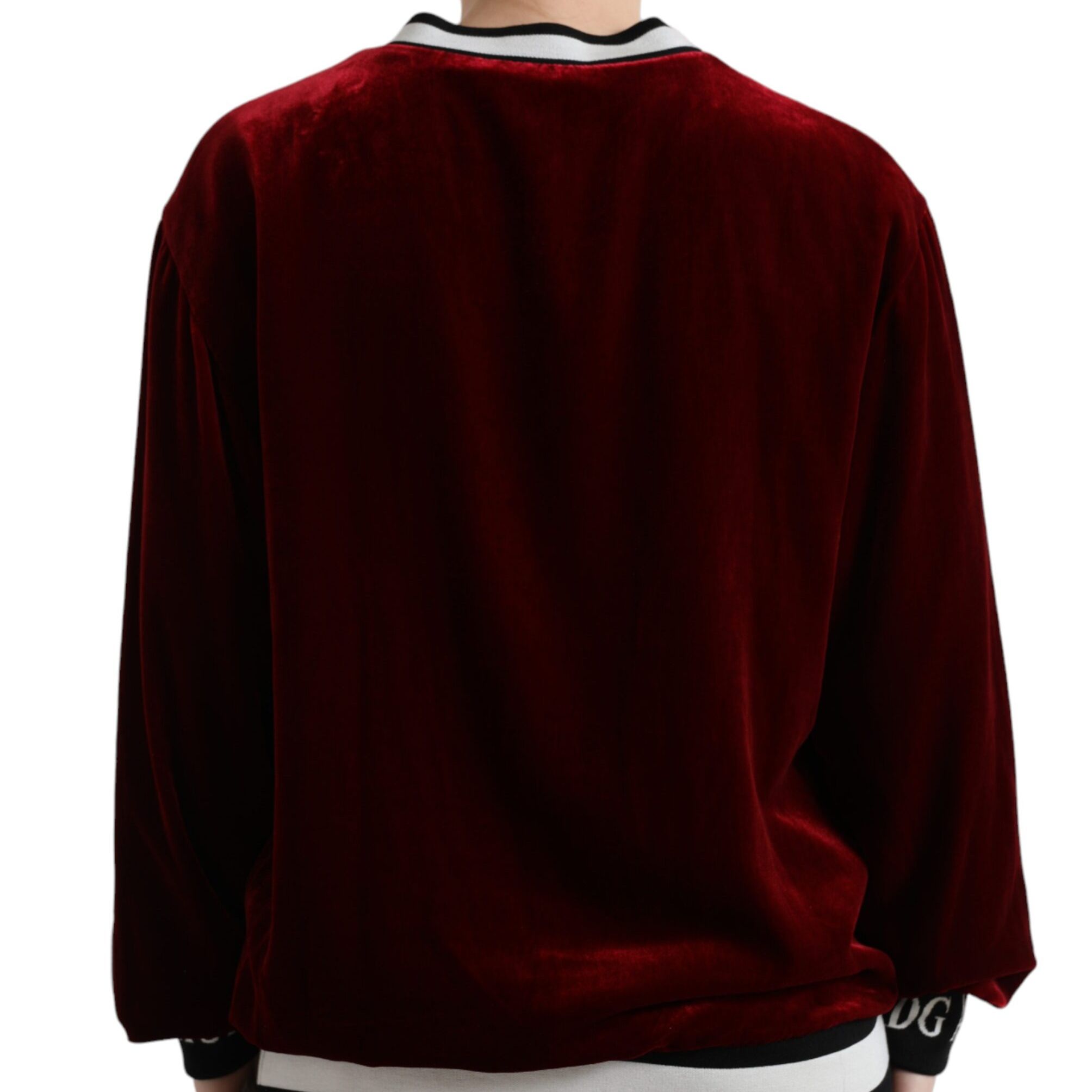 Dolce & Gabbana Bordeaux Velvet Crew Neck Pullover Sweater