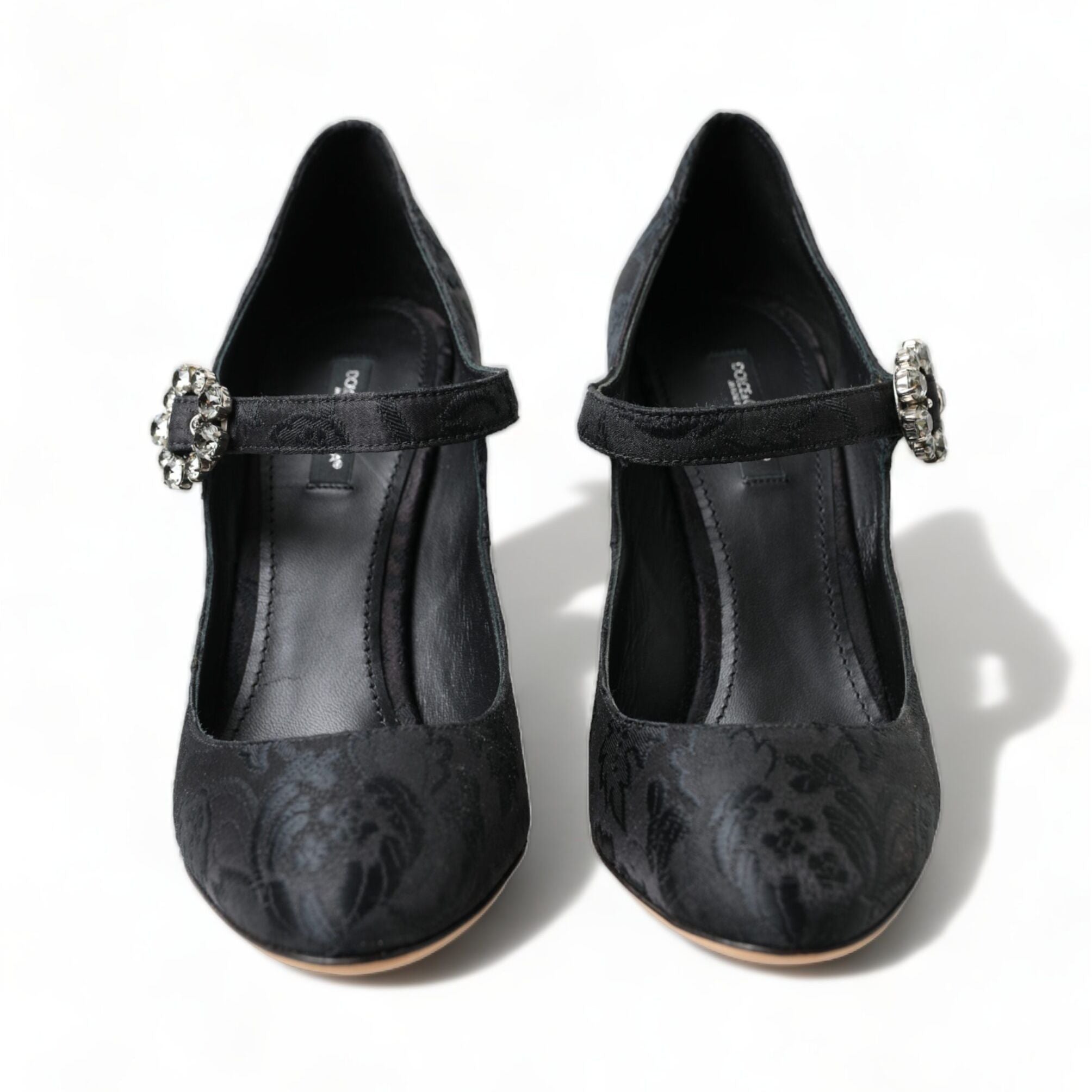 Dolce & Gabbana Black Brocade Mary Janes Heels Pumps Shoes
