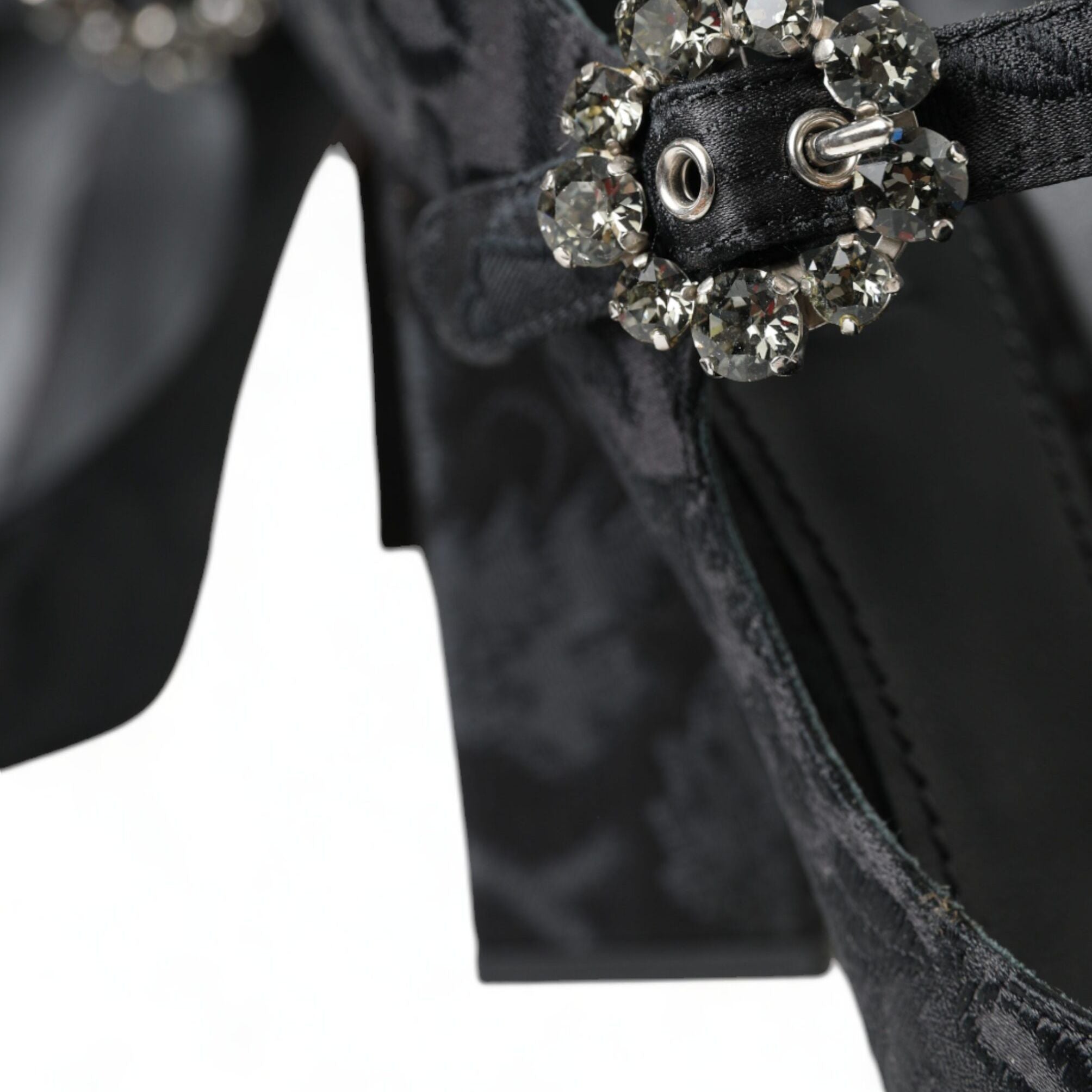 Dolce & Gabbana Black Brocade Mary Janes Heels Pumps Shoes