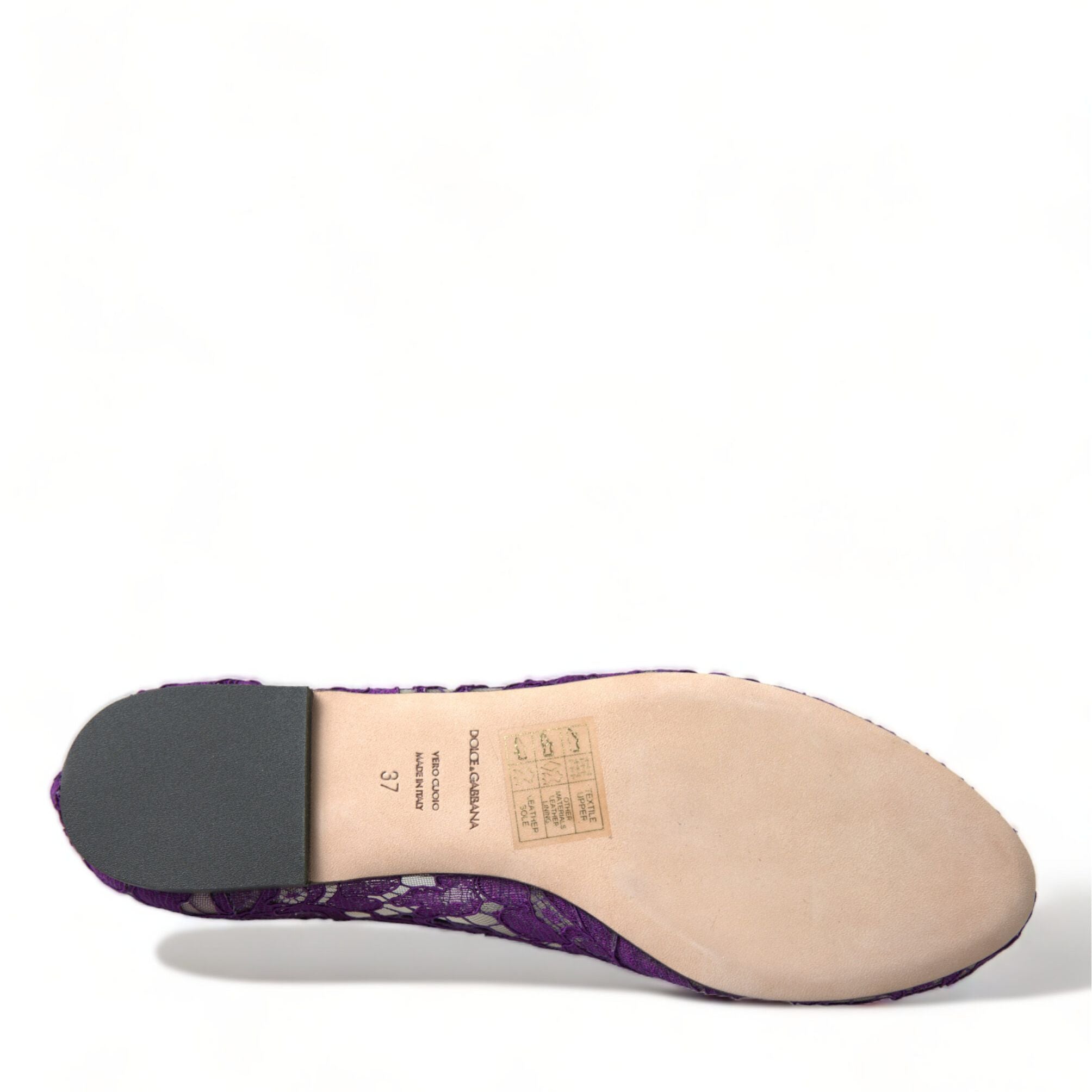 Dolce & Gabbana Purple Vally Taormina Lace Crystals Flats Shoes