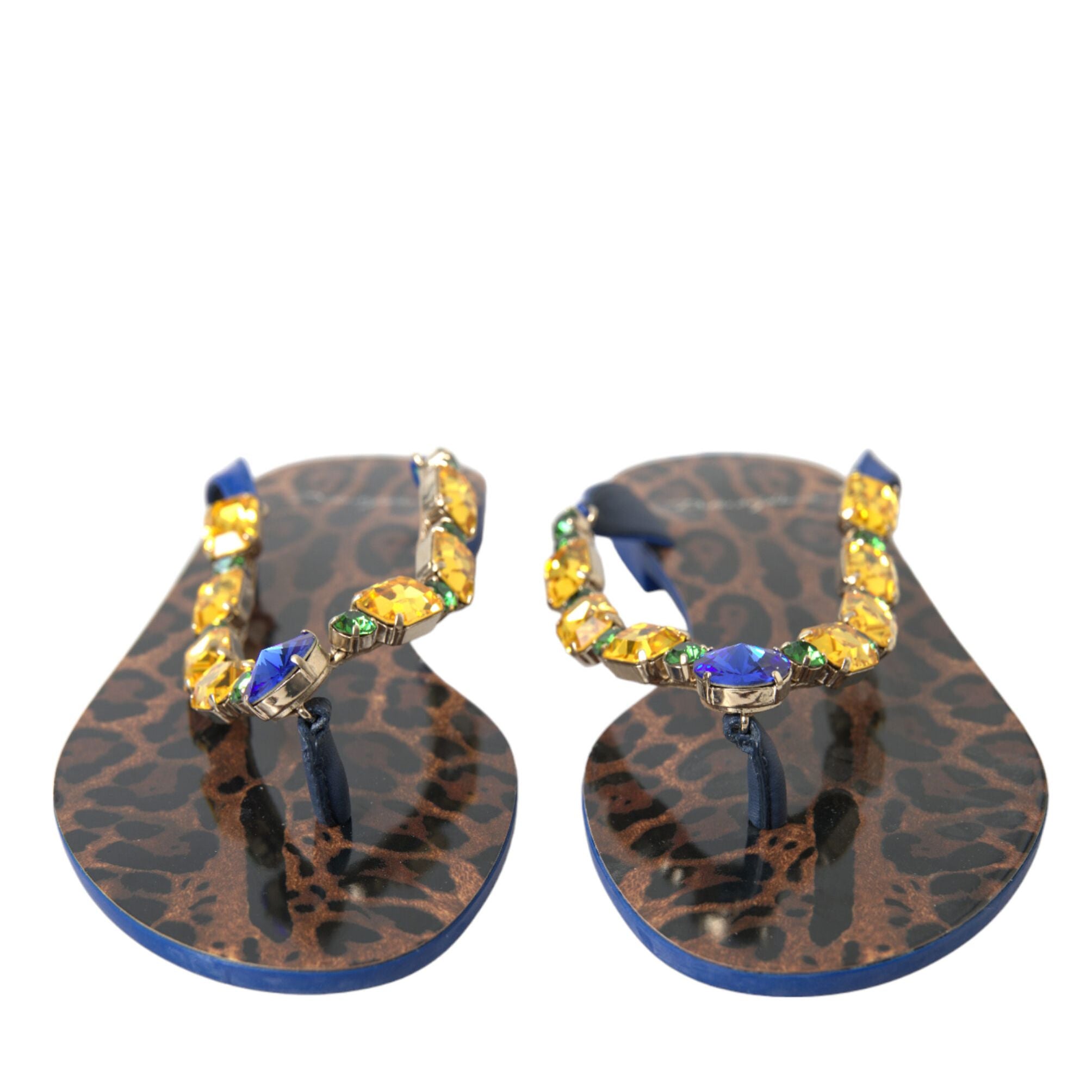 Dolce & Gabbana Blue Crystals Flats Sandals Beachwear Shoes