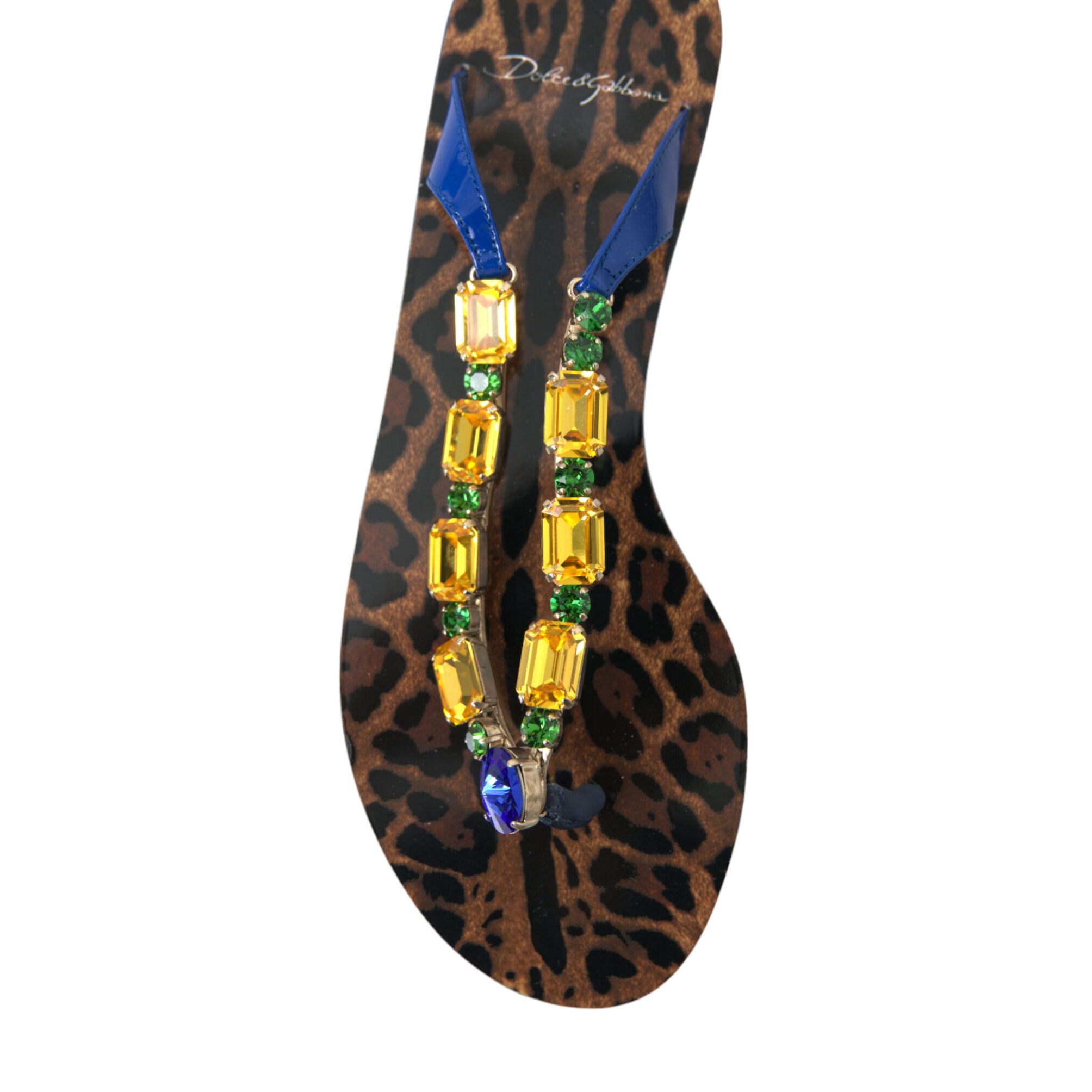 Dolce & Gabbana Blue Crystals Flats Sandals Beachwear Shoes
