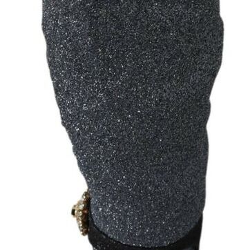 Dolce & Gabbana Black Crystal Mary Janes Booties Shoes