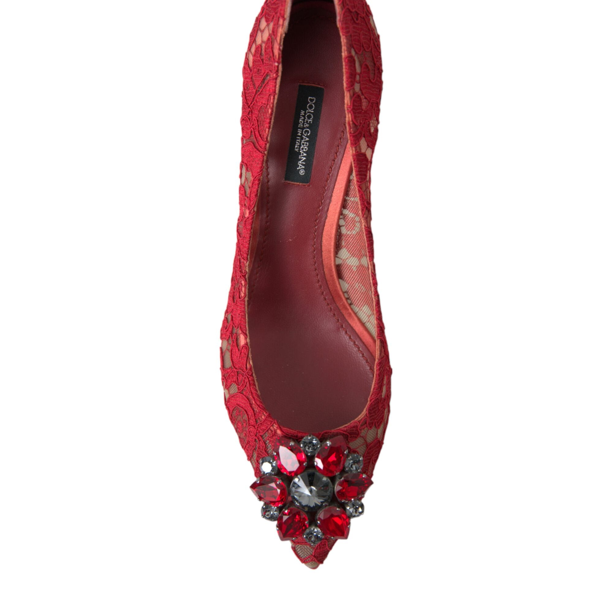 Dolce & Gabbana Red Taormina Lace Crystal Heels Pumps Shoes