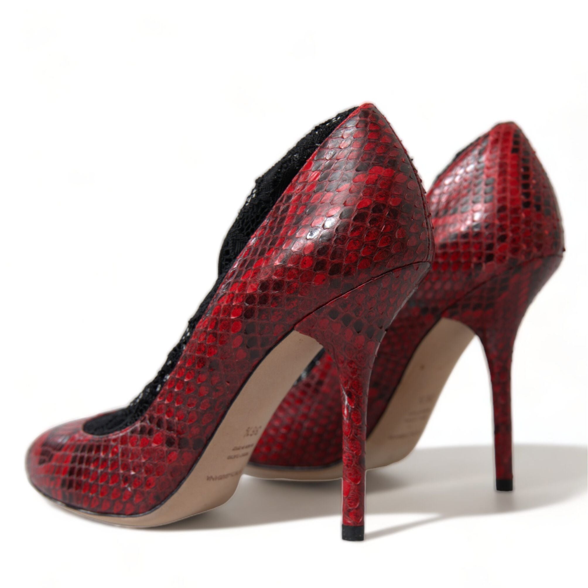 Dolce & Gabbana Red Ayers Leather Lace Socks Pumps Shoes