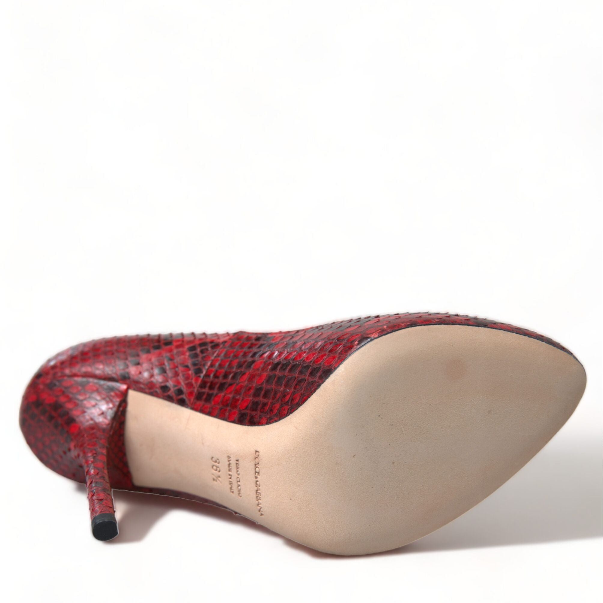 Dolce & Gabbana Red Ayers Leather Lace Socks Pumps Shoes